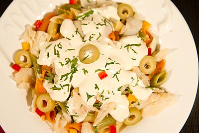 Penne com Bacalhau ao Leite de Coco